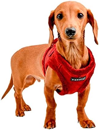 Puppia Terry Vest Dog Harness Step-in Winter Suede Warm No Choke No Pull Training Walking for Small and Medium Dog, Wine, Small