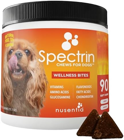 Chew Vitamins for Dogs (90 ct), Glucosamine for Joint Support with Antioxidants, Omega-3 & Vitamins for Skin, Liver and Heart Health - Spectrin