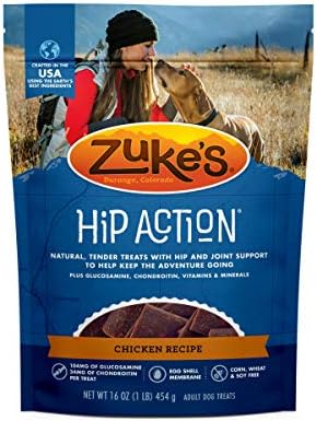 Zuke’s Hip Action, Hip And Joint Support Treats, Soft And Chewy Natural Dog Chicken Treats, Chicken Recipe - 16.0 OZ Bag
