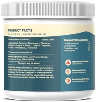 Probiotics for Dogs Digestive Health (Chicken & Bacon) - Dog Probiotic Powder Relieve Diarrhea, Constipation, & More - Dog Calming Treats – Maximum-Strength Dog Digestive Support