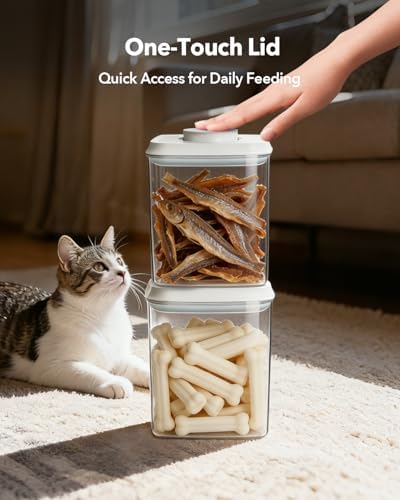 Dog Food Storage Containers Set with One-Touch Lid, 4.22 QT