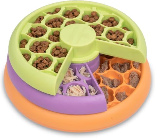Catstages Kitty Lickin' Layers Interactive Cat Slow Feeder Treat Puzzle Toy, Dry or Wet Food, Mental Stimulation, Foraging Toy with 80+ Compartments (Pack of 12)