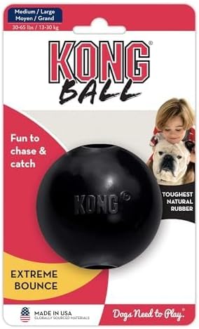 KONG Extreme Ball with Hole, Fetch Toy, Black, Large/Medium (Pack of 2) | Made from KONG's Most Durable Extreme Rubber, a Fetch Ball with a Hole for Training & Interactive Play