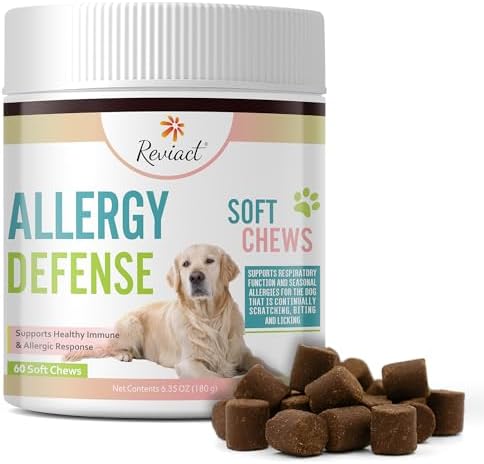 Allergy and Immune Support for Dogs – Itchy Skin Relief with Probiotics, Digestive Aid, Anti-Itch, Dry Skin & Coat Health, Hot Spots and Paw Licking, 60 Chewable Treats