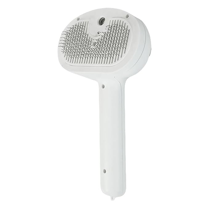 Cat Steamy Brush with Release Button Massage Grooming Rechargeable Spray Cat for Long and Short Hair Dogs and Cats (White)