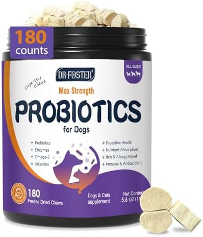 DRFOSTER Probiotics for Dogs, Freeze-Dried Dog Probiotics, 180 Bites