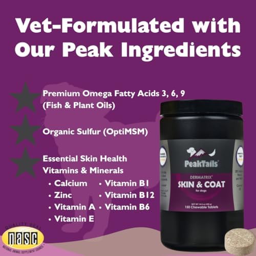 KALA HEALTH PeakTails Skin & Coat Supplement for Dogs, 150 Count
