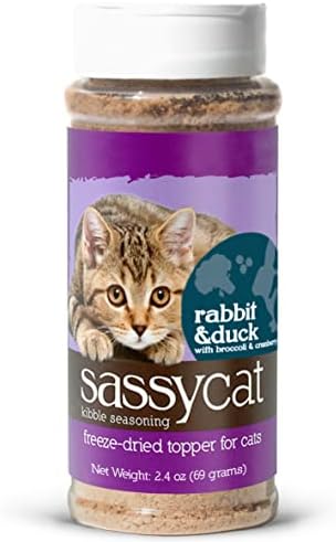Herbsmith Sassy Cat Kibble Seasoning – Freeze Dried Rabbit & Duck – Cat Food Topper for Picky Eaters – Rabbit & Duck