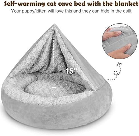 JOEJOY Small Calming Donut Dog Burrow Cave Bed, 23"