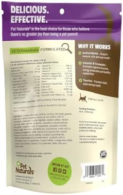 Pet Naturals Daily Multivitamin for Cats with Biotin, Taurine and Arginine, 30 Fish Flavored Chews (Pack of 12)