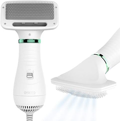2-in-1 Dog Hair Dryer with Brush for Small Dogs and Cats, Pet Blow Dryer | Pet Grooming Dryer, Dry & Brush in One, 300 Watts, 75-85 dB, Adjustable Temperature, Overheat Protection, Portable
