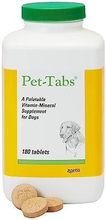Pet-Tabs Multivitamin Supplement for Adult Dogs & Puppies, 180 Chewables | 17 Essential Minerals & Vitamins for Everyday Wellness & Growth, Promotes Healthy Skin & Coat, Supports Nutritional Gaps