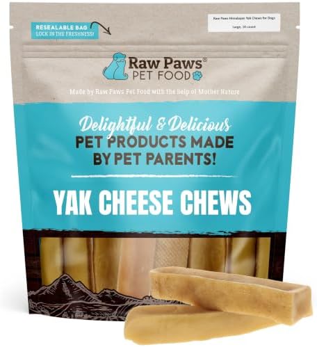 Raw Paws Himalayan Yak Chews for Dogs, Large (10-Count) - Hard Yak Cheese