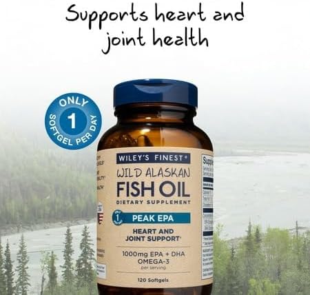Wiley's Finest Wild Alaskan Fish Oil Peak EPA, 120 Count (Pack of 1)