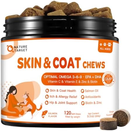 Natural Target Omega 3 Fish Oil for Dogs, 120 Salmon Flavored Soft Chews