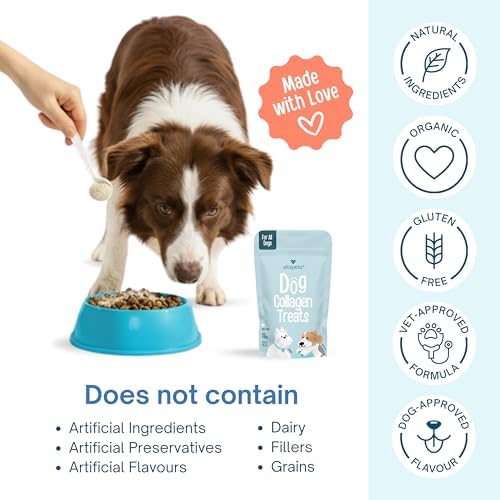 Collagen for Dogs - Joint, Mobility & Dog Pain Relief Anti Inflammatory -– Organic Daily Collagen for Dogs Shedding & Itch Relief - Coat Defense Powder for Dog | All Breeds & Ages - 30 Count