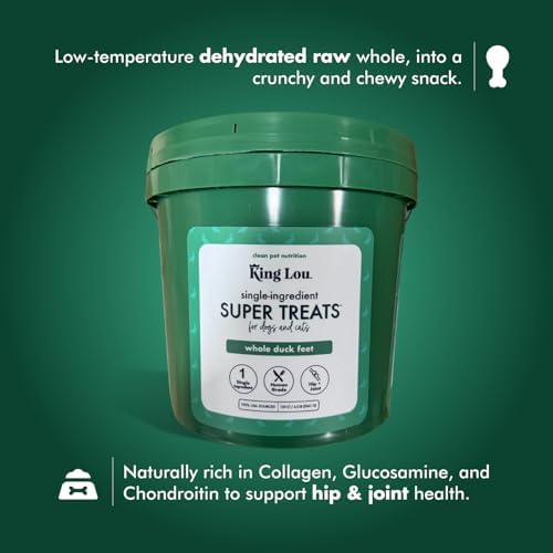 King Lou Pets Whole Duck Feet for Dogs, Dehydrated Treats, 120 Count