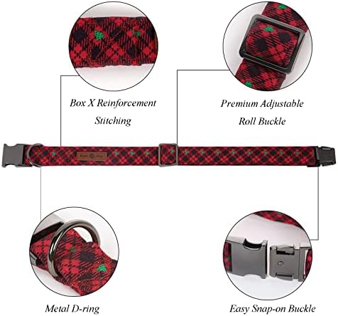 Lionet Paws Christmas Dog Collar with Bowtie, Dog Bowtie Collar with Metal Buckle for Dogs, Adjustable Comfortable Dog Collar Girl Boy Gift, XL, Neck 16-26 in