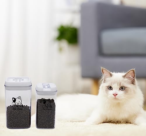 Pethiy Cat Food and pet Cat Treats Storage Container-Clear Plastic-airtight Storage Canister Tins cookie pet jars(Two-piece set)