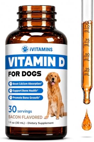Vitamin D for Dogs - Supports Strong Bones, Joints, & Much More - Dog Vitamins and Supplements - Dog Vitamins Multivitamin - Vitamins for Dogs - 1 fl oz