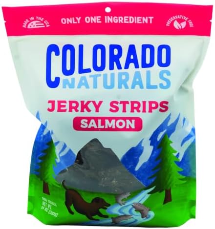 Colorado Naturals Salmon Jerky Strips Dog Treats, 16 oz – All-Natural, Made in USA, No Fillers or Preservatives – Wild Alaskan Caught, Rich with Omega-3