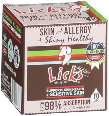 Licks Skin & Allergy Support for Dogs, Omega 3 Fish Oil, 10 Packets