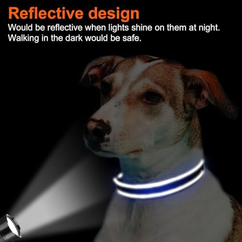 Joytale Reflective Dog Collar, Adjustable Neoprene Padded, Navy Blue XS