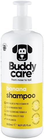 Banana Dog Shampoo by Buddycare | Deep Cleansing Shampoo for Dogs | Banana Scented | with Aloe Vera and Pro Vitamin B5 (16.9oz)