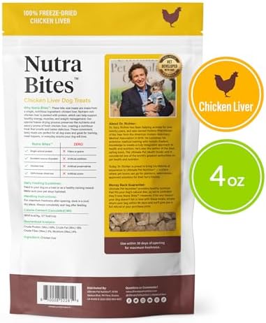 ULTIMATE PET NUTRITION Nutra Bites Freeze-Dried Dog Treats, Chicken Liver