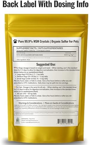 Pure MSM Crystals for Dogs | Organic Sulfur | Joints, Skin, Coat | 2 Pack