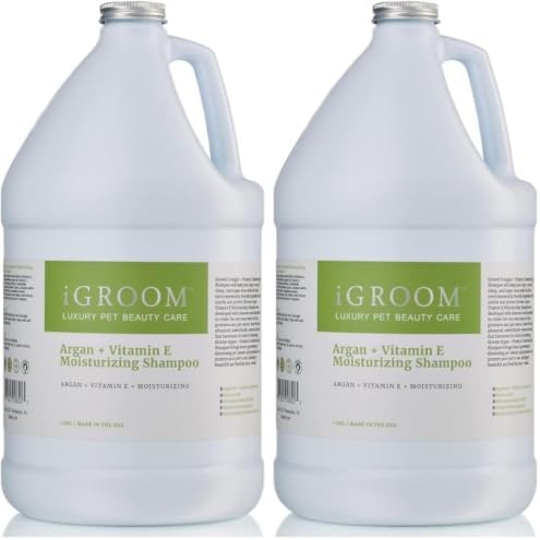 iGroom Argan+Vitamin E Dog Shampoo, Groom Like a Professional, Enhanced Cleaning Power, Recommended pH Balance, Made in USA, Gallon (Pack of 2)