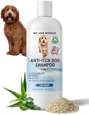 Anti Itch Dog Shampoo & Conditioner for Sensitive & Itchy Skin, Made in USA | Relieves Itchy & Dry Skin, For Irritated Skin & Hot Spots, Hypoallergenic, Tearless & Natural For Puppies, Pets & Cats, USA