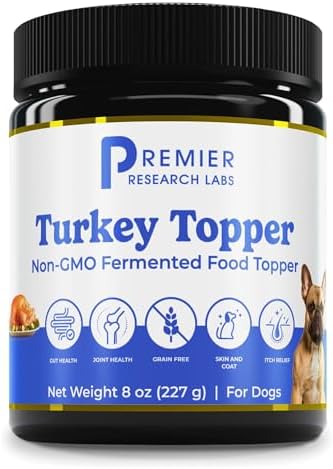 Premier Research Labs Turkey Topper Powder - Dried Dog Food Topper for Pets, Meal Mix Ins for Kibble, Supports Gut & Joint Health, Natural Source of Protein, Fermented, Grain Free, Non GMO - 16 oz