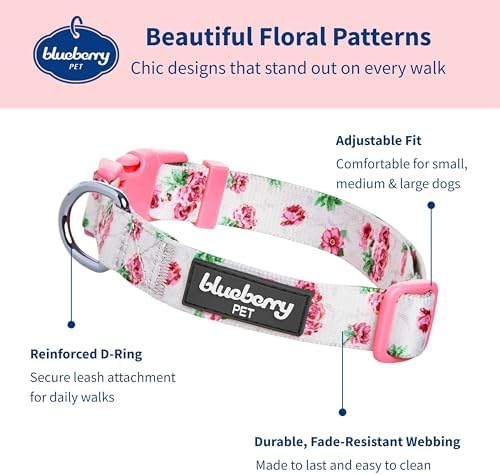 Cherry Garden Dog Collar with Dainty Flowers