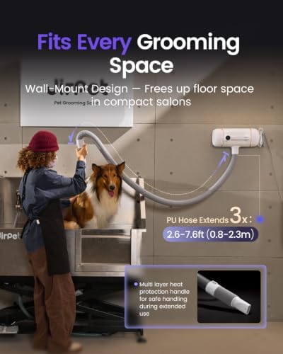 JirPet Dual Motor High Velocity Dryer for Dogs, 5.0HP/2000W Grooming Dryer | 291 MPH Air Speed, 3Lbs Blow Force, Low Noise, Stepless Airflow, 5 Nozzles, Portable for Mobile Grooming & Home-Based Salon