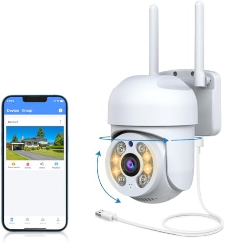 Wireless Outdoor PTZ Security Camera, Home WiFi Video Surveillance Cameras