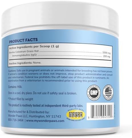 WONDER PAWS Grass-Fed Colostrum Powder Plus Omega Max Fish Oil - for Dog's Immune Support, Skin, Allergies, Joint Care and Overall Health – Colostrum 3.20 Ounces - Omega Max 16 Ounces