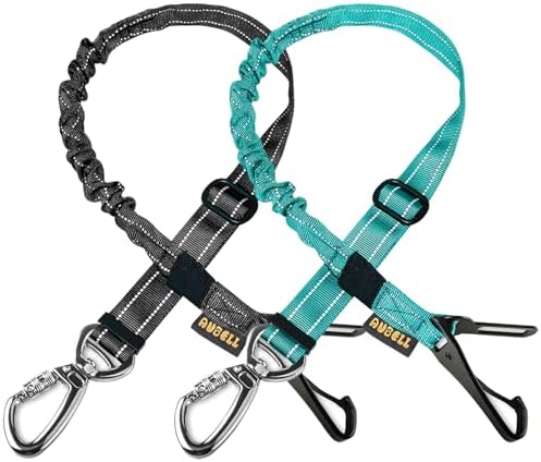 AUBELL Dog Seat Belt for Car - 2-Pack Set, Black+Teal
