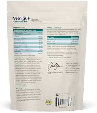 Vetnique Glandex for Dogs Anal Gland & Dermabliss Dog Allergy Chews Bundle