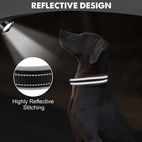Joytale Reflective Dog Collar for XLarge Dogs with Wide Padding, Black