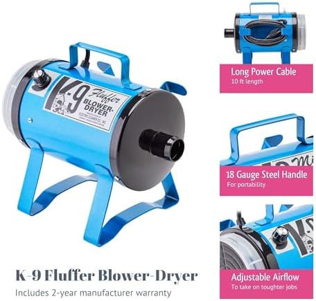 Electric Cleaner Company K9 Fluffer Dog Dryer – Powerful, Portable Grooming Blower for Dogs and Pets, Lime Green