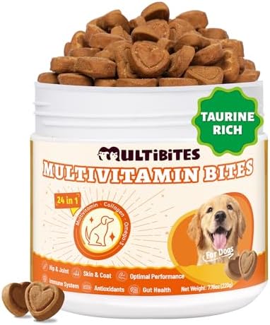 330 Bites Dog Vitamins and Supplements for Immunity Support | Dog Multivitamin with Taurine for Dogs, Coq10, Glucosamine,Omega 3 & Msm. Supports Heart Health & Antioxidant Protection