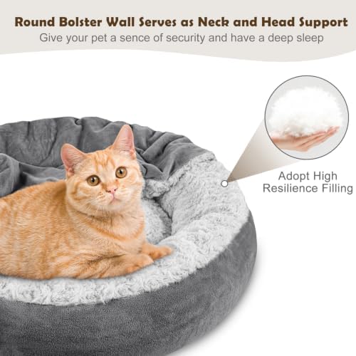 JOEJOY Small Calming Donut Dog Burrow Cave Bed, 26"