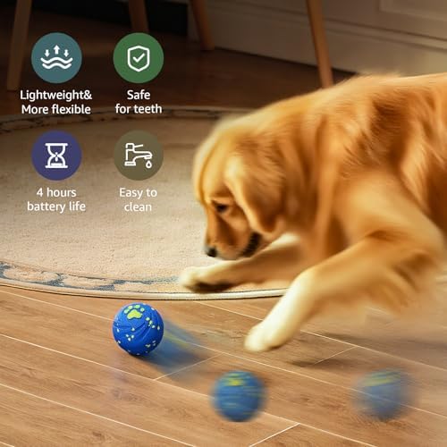 Interactive Dog Toys Automatic Bouncing Dog Ball for Small & Large Dogs | E-TPU Material, IPX7 Waterproof, 3 Play Modes, Keeps Dogs Busy, Anti Boredom Play, Moving Ball, Rechargeable, Indoor Exercise