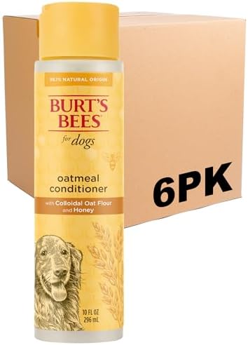 Burts Bees for Pets Oatmeal Dog Conditioner, Fragrance-Free, 10 Fl Oz, 6-Pk | Colloidal oat flour and honey moisturize and soften dry coats, pH-balanced, 95% natural origin
