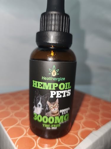 Healthergize Organic Hemp Oil for Dogs and Cats Pets-Calming, Hip, Separation, Skin, Fur, Health, Thunder Storm-Made in USA