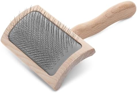 Chris Christensen Mark VI Curved Back Slicker Brush for Dogs, Medium, Stainless Steel, Brown