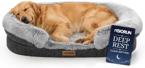 Miorun Fluffy Orthopedic Dog Beds Large Sized Dog, 43" Bolster Sofa Bed
