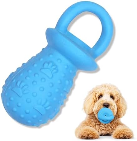 Latex Chew Dog Toys, Novelty Squeaky Pacifier Dog Toys, 5.2" Durable Pacifier Dog Chew Toys for Small and Medium Dogs(Blue,1Pcs)
