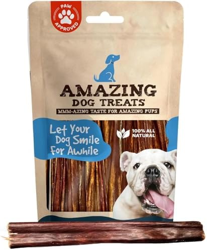 Amazing Dog Treats Gullet Sticks for Dogs- (6 Inch - 40 Count) - Gullet Jerky Chews for Dogs - Esophagus Beef Gullet - Beef Esophagus Sticks